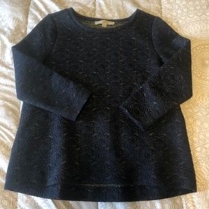 Navy Blue w/ Gold Embroidered design LOFT sweater